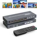 4 Port HDMI KVM with Multi-Viewer, 4x1 Quad Multiviewer Seamless Switcher, Support 4K@30Hz, PIP & POP, Keyboard Hotkey Switch, 3.5mm Audio Output