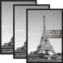upsimples 12x18 Picture Frame Black 3 Pack, Scratch-Proof Poster Frames 12 x 18 for Photo Gallery - Slide-In Strips, Horizontal or Vertical Wall Mounting