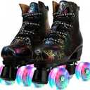jessie Outdoor Roller Skates Women Adult with Light Up Wheels Black Quad Skating for Men Youth Boys Girls (44-US:11)