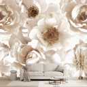 Floral wallpeper for Girls Bedroom Modern Flower Living Room wall Mural - 137"x96"（Not Peel and Stick）