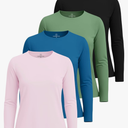 Real Essentials 4 Pack: Women's UPF 50+ Quick Dry Fit Sun Shirts Long Sleeve UV SPF Hiking Top Outdoor L