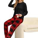 KFUBUO Women's Pajama Sets Long Sleeve Sleepwear and Jogger 2 Piece Lounge Set (L)