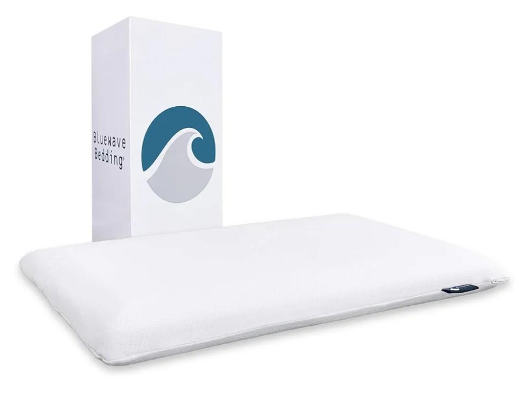 Bluewave Bedding Hyper Slim Gel Memory Foam Pillow for Stomach and Back Sleepers - Thin, Flat Design for Cervical Neck Alignment and Deeper Sleep (2.25-Inches Height, Standard Size)