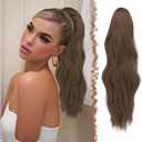 FESHFEN Ponytail Extensions, Long Claw Clip in Ponytail Hairpiece Synthetic Pony Tails Hair Piece Natural Wavy Hairpieces for Women, Multi Brown 20 inch