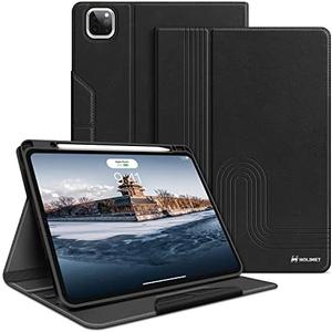H HOLIMET Case for iPad Pro 12.9 6th/5th/4th/3rd Generation 2022 2021 2020 2018 with Pencil Holder Vegan Leather Smart Auto Sleep/Wake