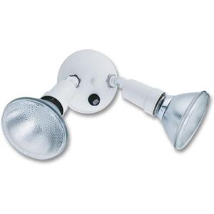 Lithonia Lighting Adjustable Dusk Dawn Security Light, Twin Par Outdoor Flood Light Holder, Photocell Sensor, 120 Volts, Uses 2 Lamps Up to 150W (Not Included), White (OFTH 300PR 120 P WH M12)