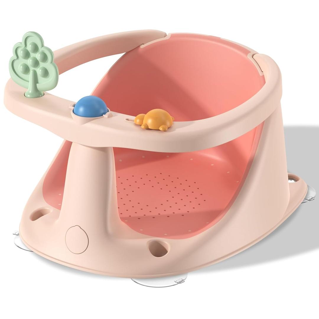 Baby Bath Seat for Babies 6 Months & Up, Non-Slip Bath Seats for Babies Sitting up,Bath tub Seat with Suction Cups,Safe & Comfortable Bath Chair Baby, Pink