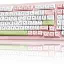AUSDOM H98 Silent Wireless Bluetooth Mechanical Keyboard, BT5.3/Type-C/2.4G Hot Swappable Gaming Keyboards with RGB Backlit, 8000mAh Battery, Numpad, Pink Creamy Keyboard for Mac/Win/Office, 98 Keys