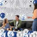 Duraaamo Welcome Home Decorations Yah! You Are Home Banner with Confetti Balloons Heart Balloons Pennant Flag Family Housewarming Baby Shower Military Army Back Party Supplies Decor(Navy Blue)