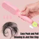 Self Cleaning Hair Brush 2-Pcs, Retractable Cushion Massage Comb for Women, One-Click Clean, Travel-Size Flexi Brush, Anti-Static Scalp Massage