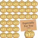 Barydat 27 Pcs Fall Table Decor Mini Gold Pumpkin Place Card Holder Pumpkin Name Card Holder Table Number Holders for Thanksgiving Decor Fall Themed Wedding Bridal Brunches Party Decoration