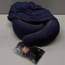 Travel Pillow - Hooded Neck Pillow Airplane Memory Foam Filling for Plane, Office, Cars Sleeping, Road Trip, Long Flights, Airplane Travel Essentials, Includes Eye Mask & Earplugs (Navy)