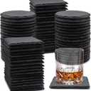 72 Pack Slate Drink Coasters, VIBRATITE 4 Inch Square and Round Black Slate Stone Coaster Bulk Laser Engraving Blank Handmade Decor Coasters for Coffee Bar Kitchen Home (36 Sqaure, 36 Round)