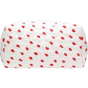 Quilted Makeup Bag Cosmetic Pouch for Brushes Pencils and Travel Make Up Accessories for Women and Girls Strawberry