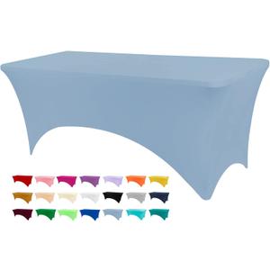 Table Covers for 6 Foot Tables, Sky Blue Washable and Wrinkle Resistant Stretch Tablecloths Rectangle 6ft for Events, Wedding, Banquets, Parties