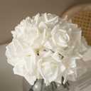 DUYONE Artificial Roses Single Stem 10pcs Fake Silk Flower Arrangement Bouquet for Home Party Wedding Decoration (White)