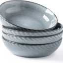 GBHOME 8.5'' Large Pasta Bowls, 38 Ounce Stoneware Salad Bowls for Kitchen, Ceramic Serving Bowls With Textured Pattern for Pasta, Fruit, Stews, Noodle, House-warming Gift, Set of 4 (36oz, Dolplin)