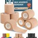 AZEN 8 Pack Self Adhesive Bandage Wrap, Elastic Cohesive Bandage Wrap, Skin Color Athletic Tape, Vet Wrap, Ankle Tape