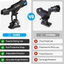 PLUSINNO 2 in 1 Fishing Rod Holders for Boat, Kayak Fishing Rod Holder, Fishing Pole Holders for Track Mount / Deck Mount, Fishing Gear with Fishing Rod Protective Strap, Fishing Accessories & Gifts
