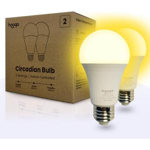 hooga Circadian Rhythm Full Spectrum LED Light Bulb - 2700K, 2100K, 1400K, Flicker-Free, Blue Light Free Night Mode, 7W Energy Efficient Warm White for Sleep, Relaxation & Focus - 2 Pack