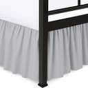 Shreem Linen Ruffled Bed Skirt with Split Corners, Gathered Style, 100% Microfiber, 12-Inch Drop, Dust Ruffle Bedskirt with Platform, King, Light Grey