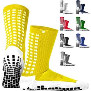 Lux Dual Grip Socks - Soccer Grip Socks for Men and Women. GripArray Performance & Comfort (Large, Yellow)