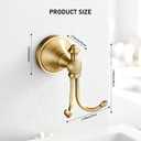2 Pack Vintage Brass Wall Hooks, Bathroom Accessories, Antique Brass Horn Shape Curved Towel Hooks, Double Brass Towel Hook for Bathroom & Bedroom