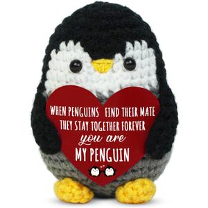 OASSIE Anniversary Couple Gifts for Men Women - Positive Penguin Crochet- Mothers Day Fathers Day Engagement Wedding Anniversary I Love You Birthday Gifts for Wife Husband Him Her Boyfriend Girlfriend