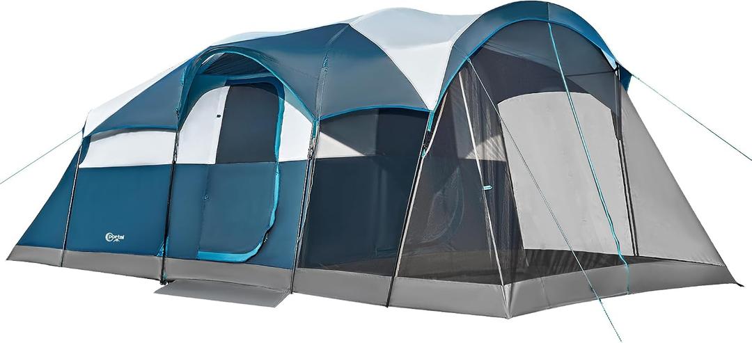 PORTAL 8 Person Instant Camping Tent with Screen Porch, Easy Set-up Waterproof Large Tunnel Tent, PFAS-Free Family Outdoor Big Tents for Camping, Backyard