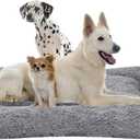 Coohom Deluxe Plush Dog Bed Pet Cushion Crate Mat,Fulffy Comfy Kennel Anti-Slip Washable Pad for Medium Large X-Large Dogs(X-Large, Grey)