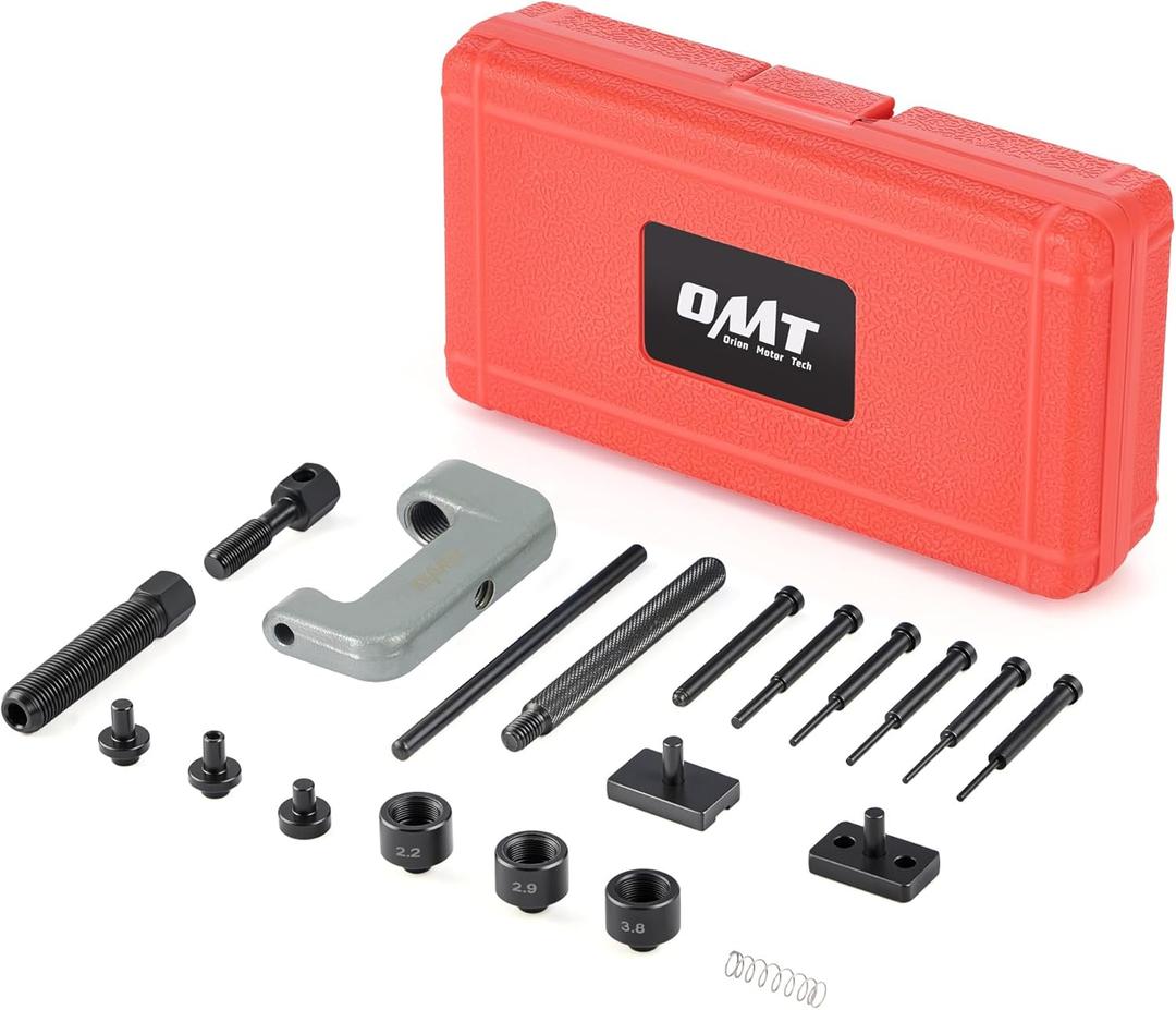 Orion Motor Tech 19pc Chain Breaker Tool Kit with C Frame 3 Anvils 5 Break Tips, Dirt Bike ATV Motorcycle Chain Breaker Chain Link Removal Tool Chain Repair Tool for Cam and 25 to 630 Chains (Red)