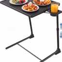 HUANUO Adjustable TV Tray Table - Foldable TV Tray with 6 Height & 3 Tilt Angle Adjustments, TV Dinner Tray with Cup Holder for Couch, Bed, Sofa and Chair (Black), 1pcs