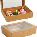 10 Pack Bakery Boxes with Window, 17.7x12.2x3.15 Inch Large Cookie Boxes, Cardboard Pastry Boxes, Take out Containers for Baking Pies, Cakes, Muffins and Pastries (L)