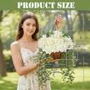 Hollyone 13" Fake Hanging Plants Flowers White Hydrangea Artificial Flowers Arrangements Large in Hanging Basket UV Resistant Silk Flower Plant Faux Hydrangea Flower with Pot Outdoor Indoor Decor