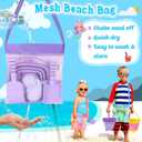 Collapsible Beach Toys for Kids, 3 Pack Foldable Sand Buckets and Shovels Set with Mesh Bag, Silicone Pails Shovels Molds, Sandbox Travel Sand Toys for Beach Essentials for Toddlers Kids Age 3-10