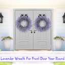 24 Inch Large Lavender Summer Wreath for Front Door, Porch, Window - Large Artificial Lavender Purple Outside Indoor Wreath for Home, Farmhouse Decor - Spring, Summer, Fall, All Seasons
