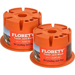 Trailer Jack Block 2 Pack, Heavy Duty RV Jack Blocks- 8'' Height, 10,000 lbs Capacity,Leveling Jack Pads for 5th Wheel, Travel Trailer, Camper, Tongue Jack, Stabilizer Jack Foot