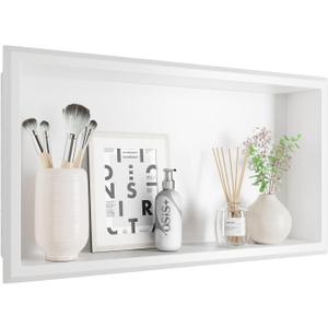 304 Stainless Steel Shower Niche, 24" X 12" Recessed Shower Shelf, Wet Area Wall Niche No Water Residue, White Recessed Storage