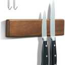 ENOKING Magnetic Knife Holder for Wall, 10 Inch Powerful Magnetic Knife Holder for Refrigerator, Knife Magnetic Strip No Drilling Acacia Wood Wall Knife Holder Magnet Magnetic Knife Bar with 2 Hooks