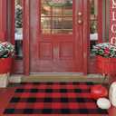 WAYYE Buffalo Plaid Outdoor Rug 27.5" x 43" Red and Black Checkered Area Rug Washable Doormats Indoor Outdoor Rugs for Layered Front Door Mats, Porch, Entryway, Kitchen, Farmhouse