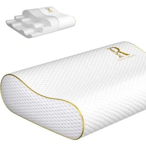Royal Therapy Memory Foam Pillow, Queen Neck Pain Relief, Contour Cervical Pillow, for Neck and Shoulder Pain, Side, Back and Stomach Sleeper, 24x14x5 inches