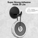 Adhesive Hooks Heavy Duty, Hold 20 Lbs, Extra Large Long Self Stick on Hanger, Wide Sticky Round Decorate Hooks, for Hanging,Clock,Clothing,Headphone,Robe,4Packs(Black)