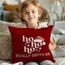 Red Christmas Santa Pillow Covers 18x18 Inches, Hohoho Winter Christmas Decorative Pillowcase Cases, Winter Retro Xmas Holiday Throw Pillow Covers for Couch Sofa Bed Home Room Decor