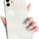 NITITOP Compatible with iPhone 11 Case Silicone Cute Flower Floral Sunflowers Pattern for Women Girl Trendy Slim Fit TPU Silicone Shockproof Full Camera Protection Cover - White