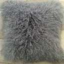 Mongolian Lamb Fur Throw Pillow Cover (16'' x 16'', Gray) Real Fur Decorative Cushion Cover Pillow Case for Living Room Bedroom