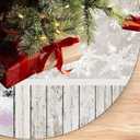 48" White Snowman Christmas Tree Skirt with 6pcs Plastic Snowflakes,Snowflakes Xmas Large Tree Ornaments Mat for Xmas New Years Eve Holiday Party Outdoor Decoration