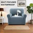 PrinceDeco Waterproof Chair Couch Cover, 100% Dual Waterproof Sofa Cover Washable, Stretch Jacquard Sofa Slipcover, Leakproof Furniture Protector for Kids, Pets (Chair Seat Width 20"-24", Stone Blue)