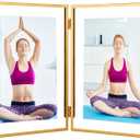 7x9''Gold Double Floating Frame For Photo Sizes (4x 6'', 5x7'',6x8''),For Tabletop/Shelf Display, Classy Gift for Wedding,Christmas,Birthady, Home or Office Decor.