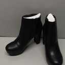 DREAM PAIRS Women's Stomp High Heel Ankle Boots (8, Black/Pu)