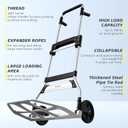 Teprovo Folding Hand Truck Dolly Cart,340LB Capacity Portable Aluminum Dolly Cart with Telescoping Handle and 7 Inch Rubber Wheels for Moving,Shopping,Travel,Office Use